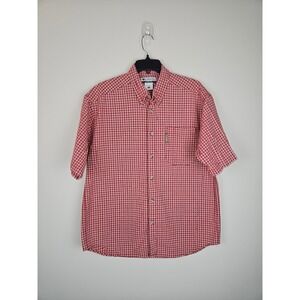Columbia Sportswear Men's Red Gingham Short Sleeve Button Up Shirt Size L